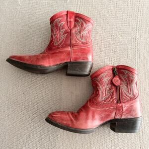 Ariat Red Billie Unbridled Leather Ankle Bootie Cowgirl Boots Size 7B Country